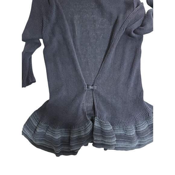 Lauren Ralph Lauren 100% Linen Peplum Cardigan Sweater Ruffle Blue Women’s Sz L - Picture 4 of 10